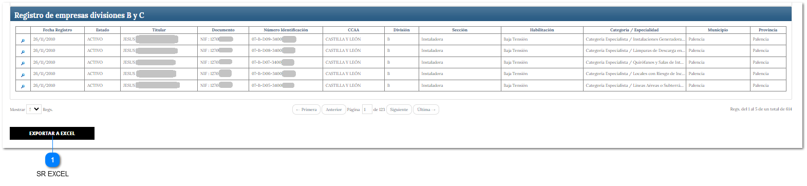 SR Divisiones B y C - Exportar