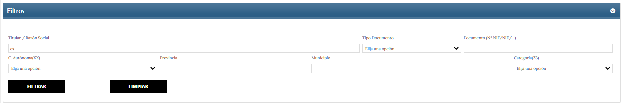 1. Sección Filtros -> SF