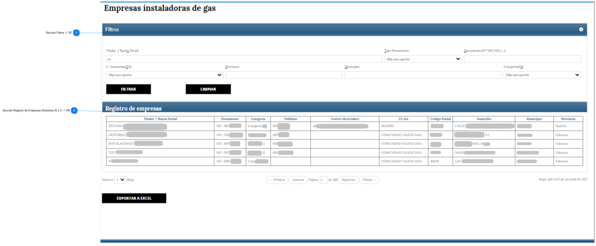 2.1.2. Consulta de Datos - Empresas Instaladoras de Gas